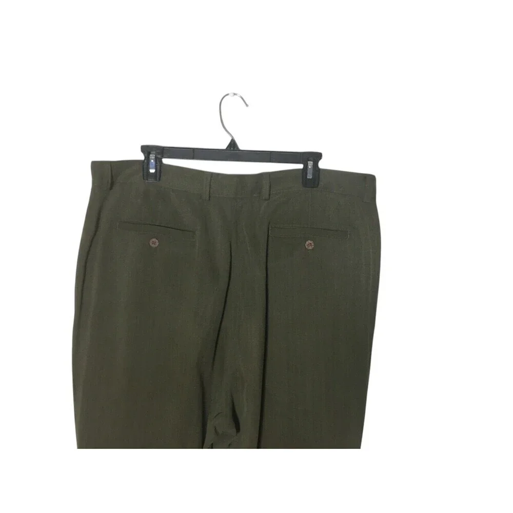 Tommy Bahama Pants Men's Size 36 Army Green 100% Silk Tapered Leg